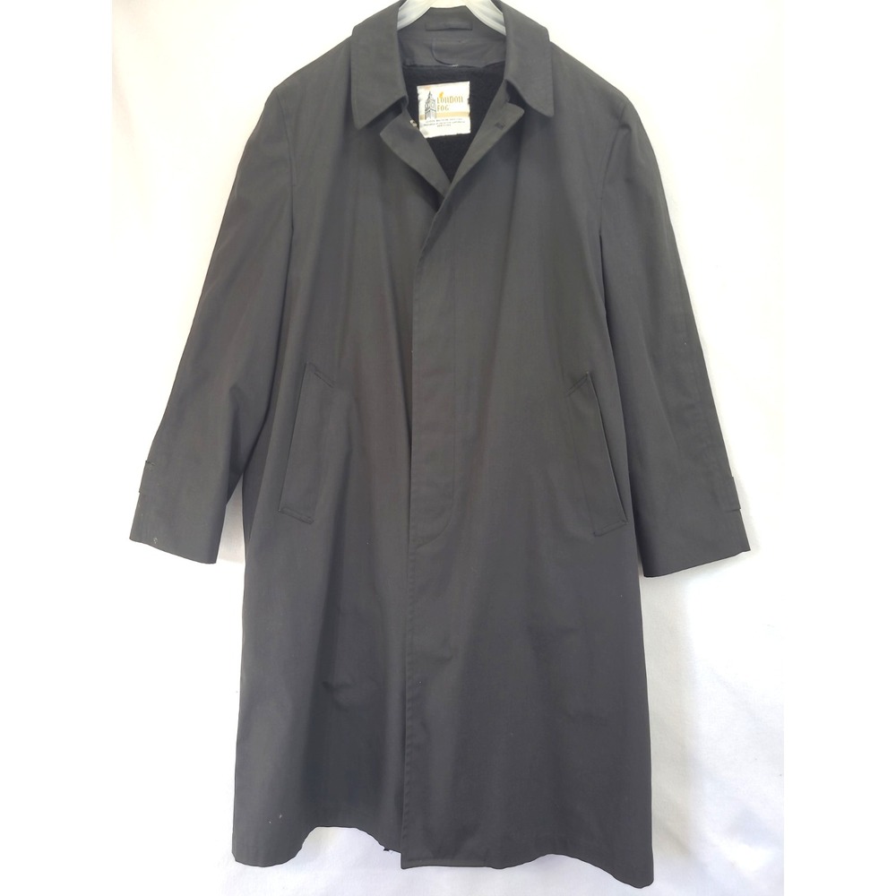 Vtg London Fog Rain Over Coat w Zip out Faux Fur Lining Made in USA Sz 44 Reg